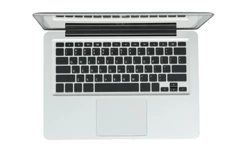 Laptop computer top view isolated on white background with clipping path. Foto stock
