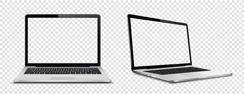 Laptop computer with transparent screen mockup Illustrazione stock