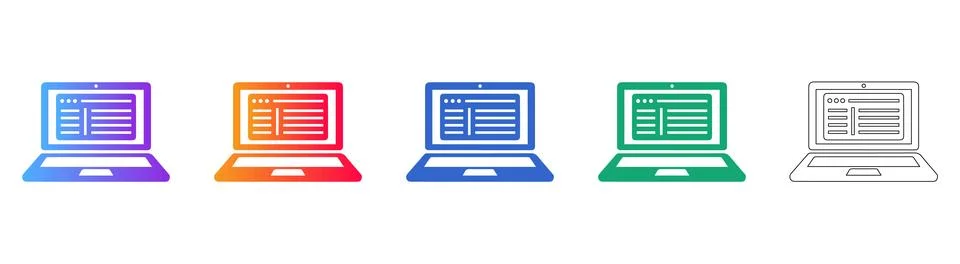 Laptop Computer UI Interface Icons Stock Illustration