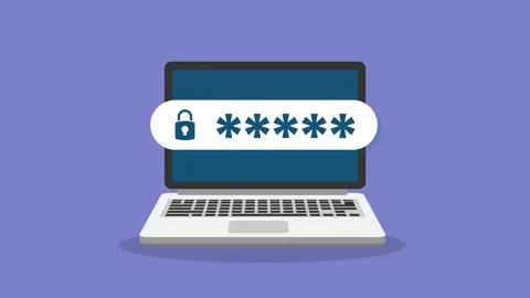 Laptop computer with unlocked password notification Stock Footage 230014295
