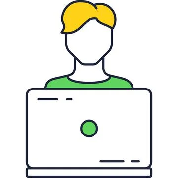 Laptop computer user icon vector isolated on white Stock Illustration