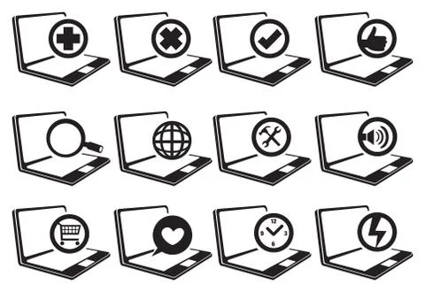 Laptop Computer Vector Icon Set Illustrazione stock