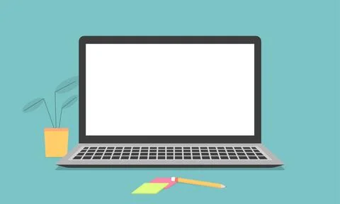 Laptop computer vector realistic illustration isolated on white background Stock Illustration