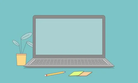 Laptop computer vector realistic illustration isolated on white background Stock Illustration