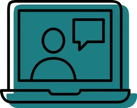 Laptop Computer Video Call Chat Bubble Illustration Ilustração Stock