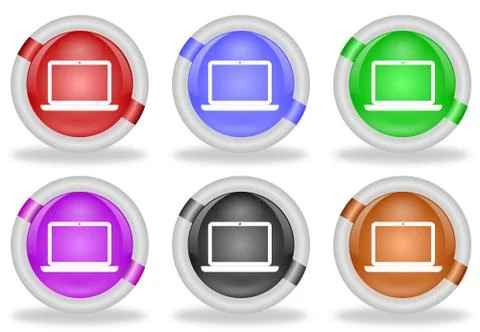 Laptop computer web icon button Stock Illustration