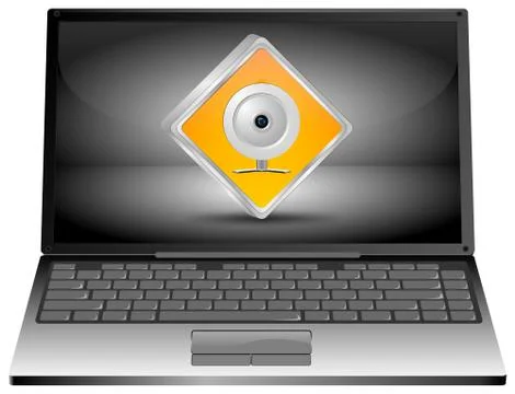 Laptop Computer with Webcam Button - 3D illustration Stock Illustration