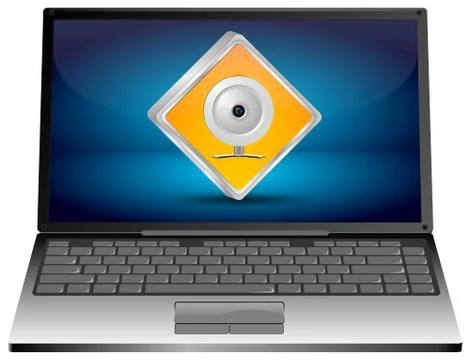 Laptop Computer with Webcam Button - 3D illustration Illustrazione stock