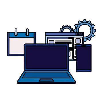 Laptop computer with webpage and smartphone Stockillustratie
