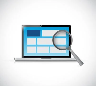 Laptop computer website review. internet concept Stock Illustration