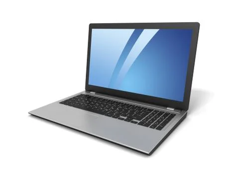 Laptop computer on white background Ilustración de archivo
