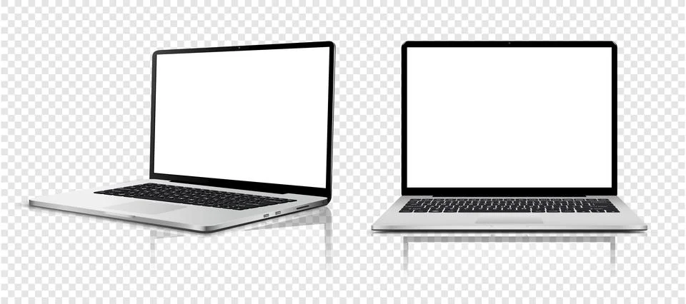 Laptop computer with white screen on transparent background イラスト素材