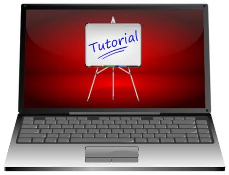 Laptop Computer with Whiteboard Tutorial  - 3D illustration Stock Illustration