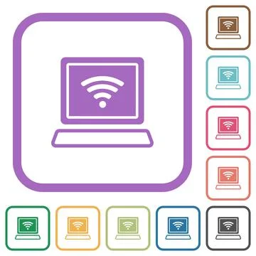 Laptop computer with wireless symbol alternate simple icons Illustrazione stock