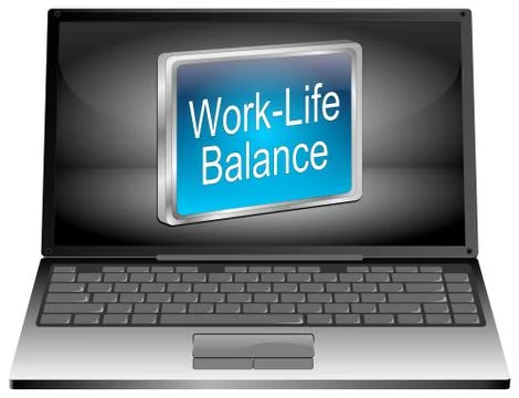 Laptop computer with Work Life Balance button - 3D illustration Stock Illustration
