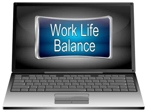 Laptop computer with Work Life Balance button - 3D illustration Stock Illustration