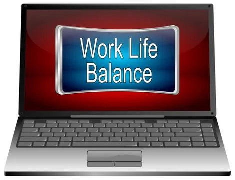 Laptop computer with Work Life Balance button - 3D illustration Stock Illustration