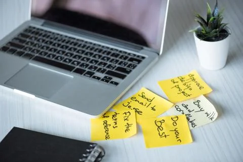 Laptop computer on workplace Stock Photos