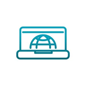 Laptop computer world connection communications gradient line 스톡 일러스트