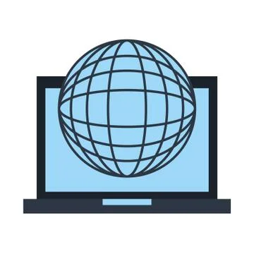 Laptop computer world connection digital Illustrazione stock