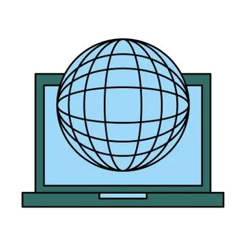 Laptop computer world on white background 스톡 일러스트
