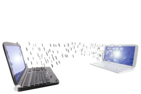 Laptop computers data sharing Stock Illustration