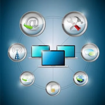 Laptop computers settings option cycle Stock-Illustration
