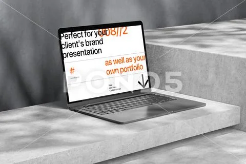 Laptop Concrete Presentation Mockup PSD Template