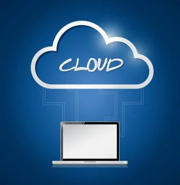 Laptop connected to a cloud. illustration design Stock Illustration