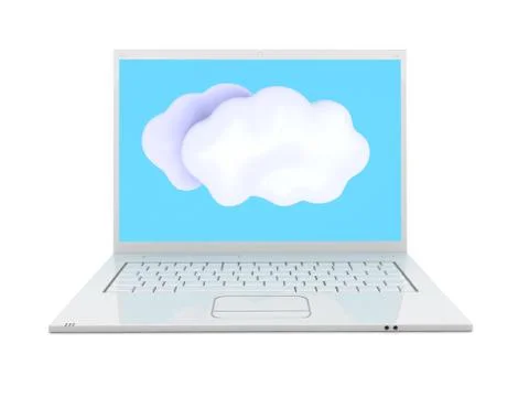 Laptop is connected to the cloud server Illustrazione stock