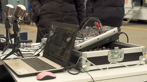 Laptop Connected to Microphones Video stock 83099815