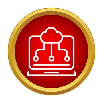 Laptop connecting to cloud computing network icon 库存插图