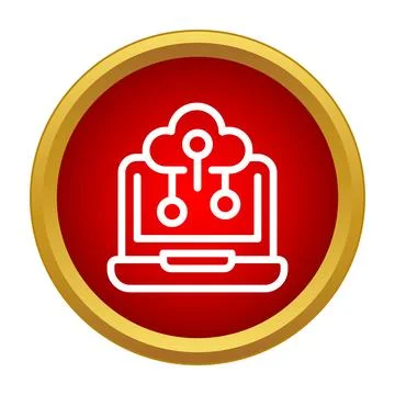 Laptop connecting to a cloud computing network icon 库存插图
