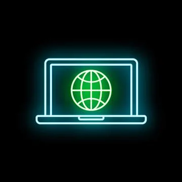 Laptop connecting to global internet network concept animation Stock Illustration