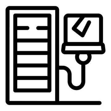 Laptop connecting to server completing data backup process Stock Illustration