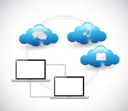 Laptop connection and cloud computing illustration イラスト素材