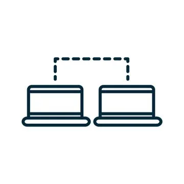 Laptop connection data internet of things line icon Stock Illustration