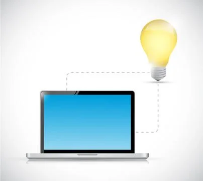 Laptop connection. light bulb idea electronic Stock Illustration