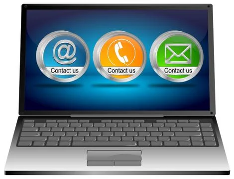 Laptop with contact us button Stock Illustration