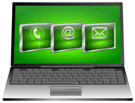 Laptop with contact us button Stock Illustration