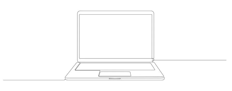 Laptop continuous line drawing. Stock Illustration