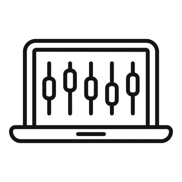 Laptop control icon outline vector. Screen center Stock Illustration