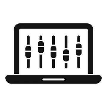 Laptop control icon simple vector. Screen center Stock Illustration