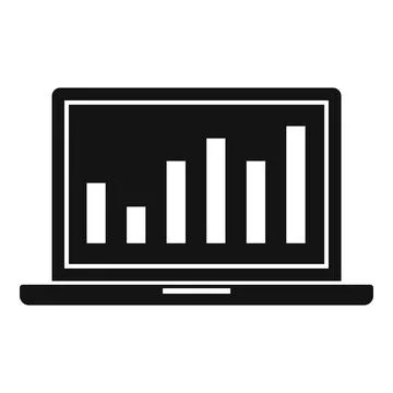 Laptop conversion rate graph icon, simple style Stock Illustration