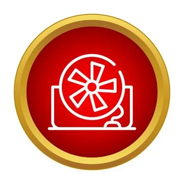 Laptop cooling fan icon inside red circle Illustrazione stock