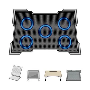 Laptop cooling stand with five active fans for electronics Stock Illustration