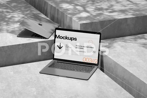 Laptop Corner Mockup Presentation PSD Template