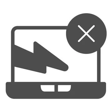 Laptop with cracked screen solid icon, pcrepair concept, startup error vector Stock Illustration