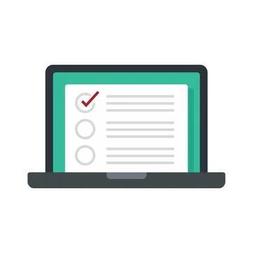 Laptop crm icon flat isolated Stock Illustration