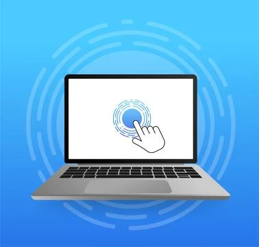 Laptop with cursor. Computer or search click arrow for website. Vector stock Stock Illustration